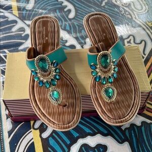 Teal Gemstone Sandals from Montego Bay Club